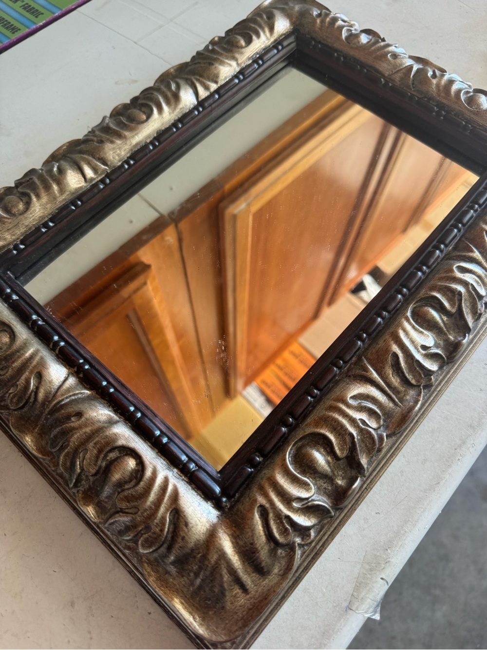 1998 Vintage Bombay Company Ornate Molded Dark Brown Decorative Wall Mirror